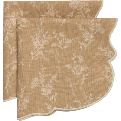 Decotique Gia stofservietter med blomstermotiv 45 x 45 cm, 2-pak — beige