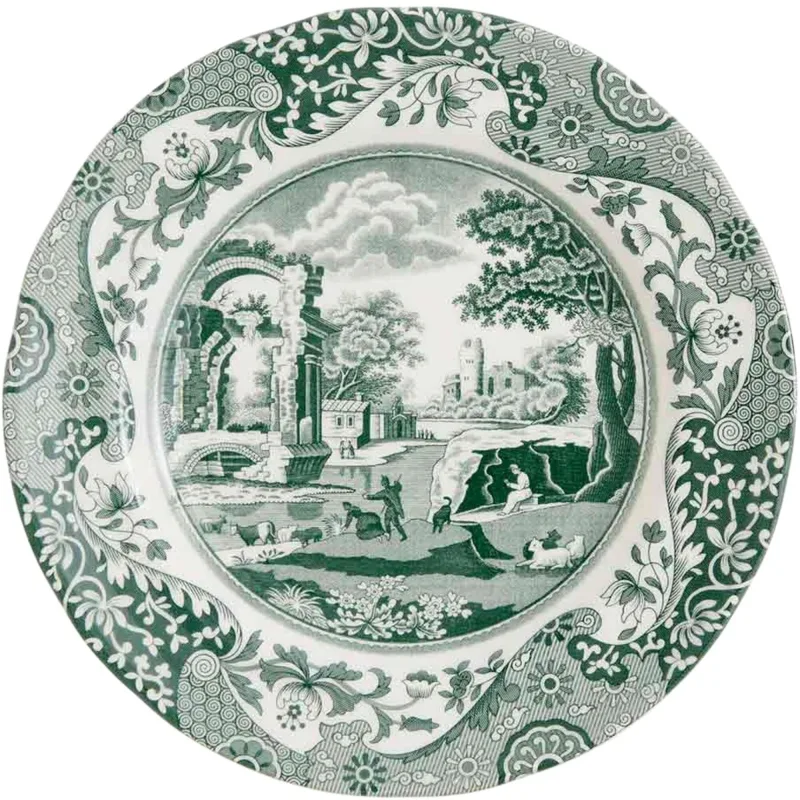 Spode Green Italian tallerken 15 cm, grøn/hvid