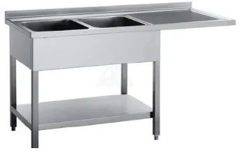 Bord med dobbelt vask, hylde og aflæggeplads til venstre 700mm - B 1900 x T 700 x H 900 mm