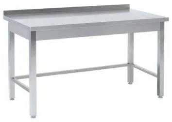 600mm Tysk produceret arbejdsbord i fuldsvejset rustfri stål med bagkant - B 1600 x T 600 x H 850 mm