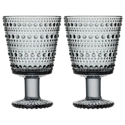 Iittala Kastehelmi glas på fod 26 cl, grå, 2 stk.