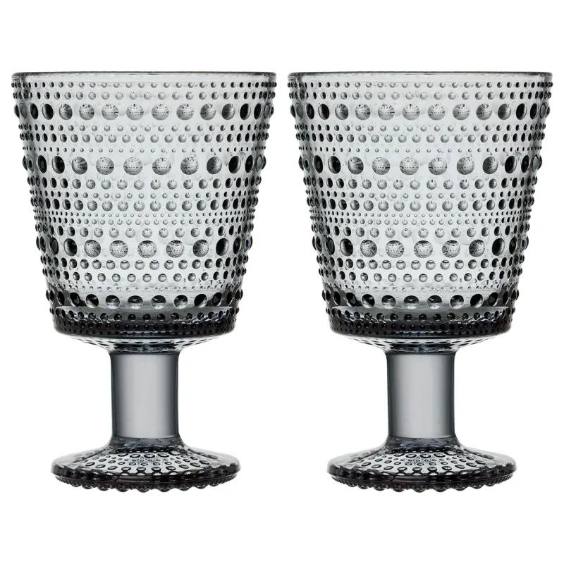 Iittala Kastehelmi glas på fod 26 cl, grå, 2 stk.