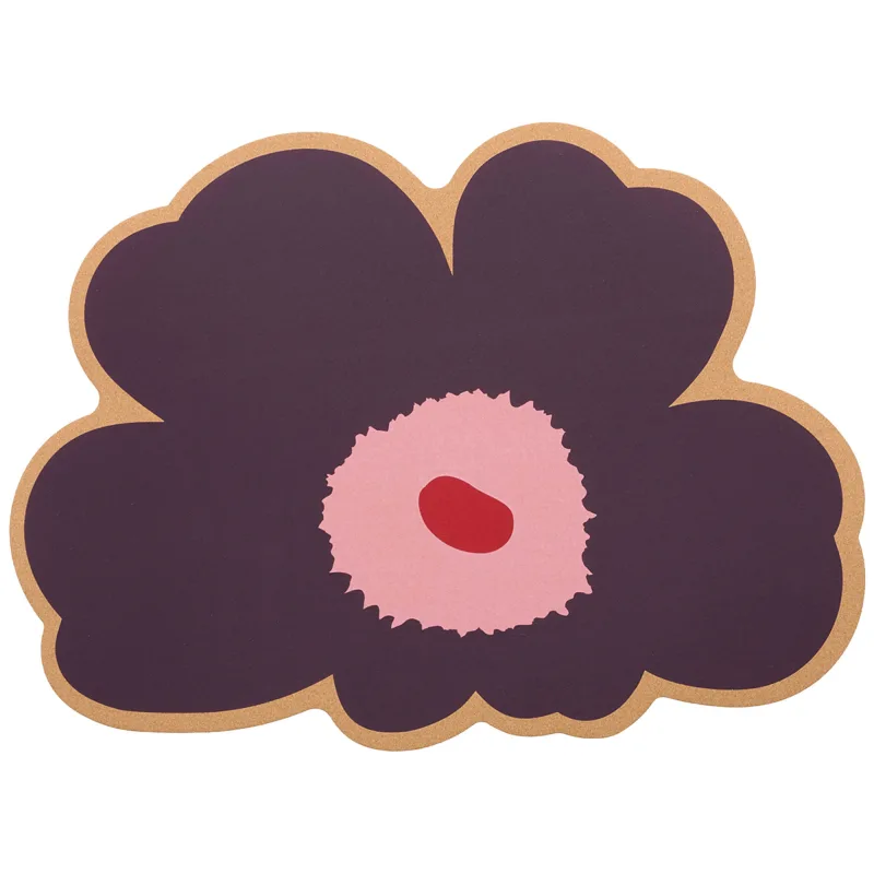 Marimekko Unikko-formet bordunderlag i kork, cranberry/pink