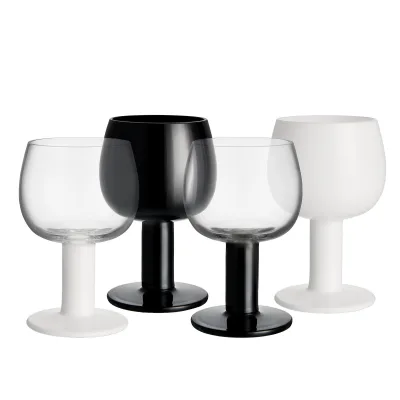 Kosta boda Fars Glas vinglas 40 cl 4-pak, hvid/sort