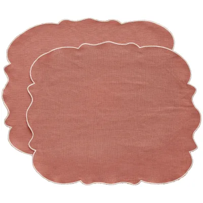 Decotique Gia dækkeserviet hør 45 × 35 cm 2-pak, rosa/hvid
