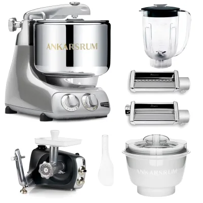 Ankarsrum Assistent Original køkkenmaskine med middagspakke, jubilee silver
