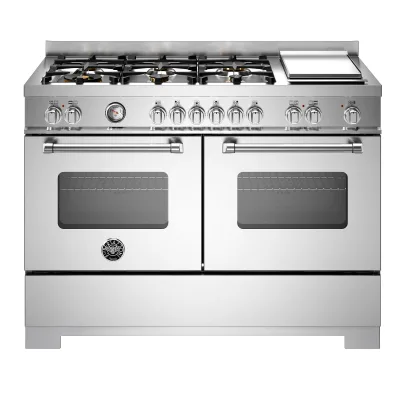 Bertazzoni MAS126G2EXT2 Master gaskomfur 120 cm med 6 brændere, stegebord og 2 ovne, rustfrit stål