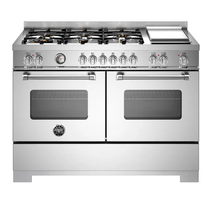 Bertazzoni MAS126G2EXT2 Master gaskomfur 120 cm med 6 brændere, stegebord og 2 ovne, rustfrit stål