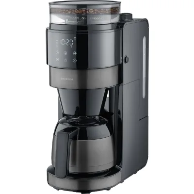Severin Kaffemaskine med kværn & termokande, dark inox