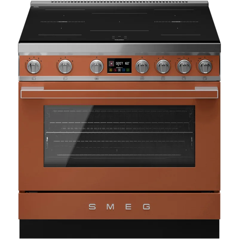 Smeg Portofino CPF90I1PAC2 induktionskomfur med ovn 90 cm, amber clay
