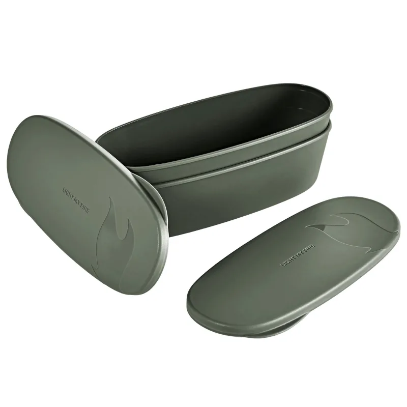 Light my fire Snapbox oval beholder, sage green, 2-stk.