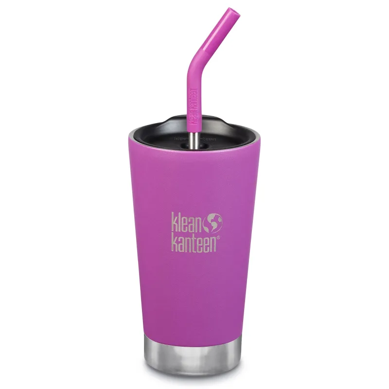 Klean kanteen Termokop med sugerørslåg, 473 ml, berry bright