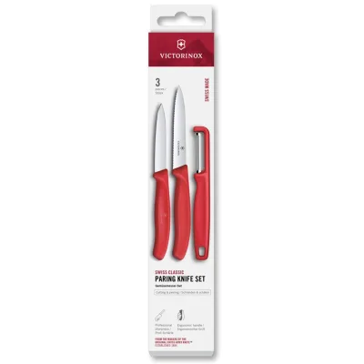 Victorinox Swiss Classic urtekniv, tomatkniv og kartoffelskræller, rød