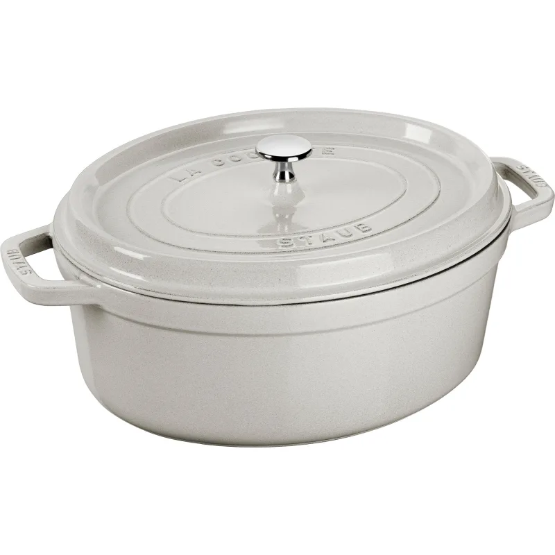 Staub La Cocotte oval støbejernsgryde 33 cm / 6,7 liter, white truffle