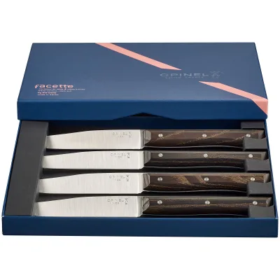 Opinel Facette bordkniv, mørk ask, 4 stk.