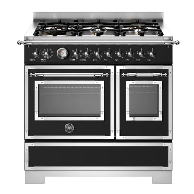 Bertazzoni HER96L2ENET2 Heritage gaskomfur 90 cm med 6 brændere og 2 ovne, mat sort