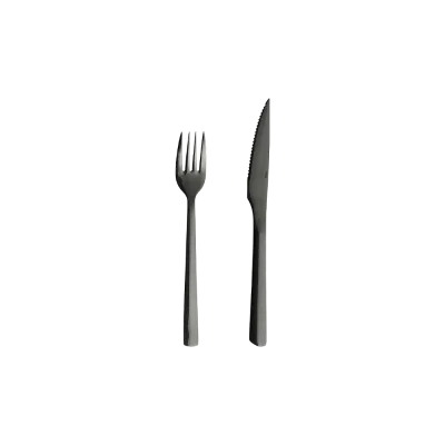 Raw steaksæt 8 dele - Blank sort