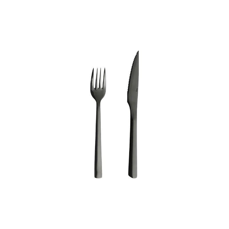 Raw steaksæt 8 dele - Blank sort