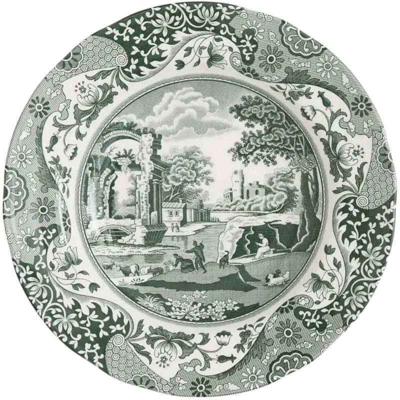 Spode Heritage Green Italian dyb tallerken 23 cm, grøn/hvid