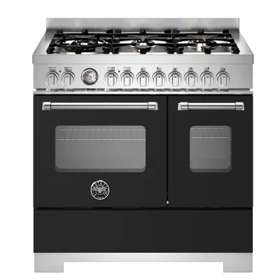 Bertazzoni MAS96L2ENET2 Master gaskomfur 90 cm med 6 brændere og 2 ovne, mat sort