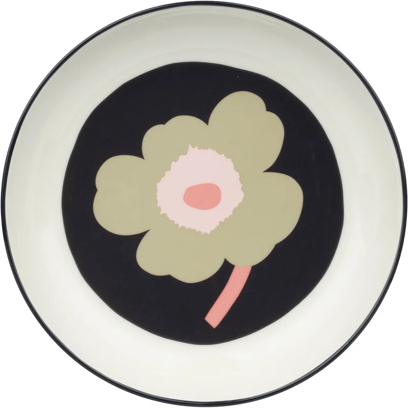 Marimekko Unikko dyb tallerken 20,5 cm, hvid/kolgrå