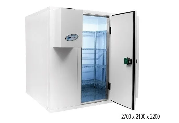 Kølerum 2700x2100x2200 Combisteel - + reoler 2395/1835 - dybde 450mm højde 1700mm