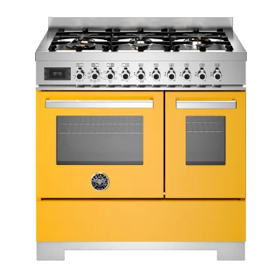 Bertazzoni PRO96L2EGIT2 Professional gaskomfur 90 cm med 6 brændere og 2 ovne, gul