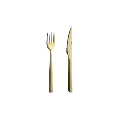 Raw steaksæt 8 dele - Champagne guld