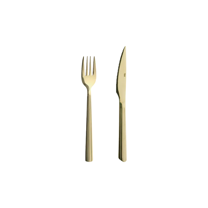 Raw steaksæt 8 dele - Champagne guld