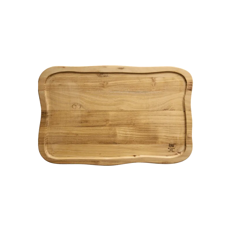 Raw Teak skærebræt med saftrille - 40x26 cm