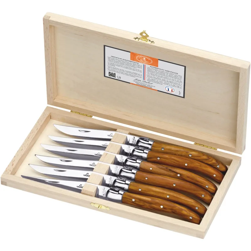 Jean dubost Laguiole knive, oliventræ, 6 stk.