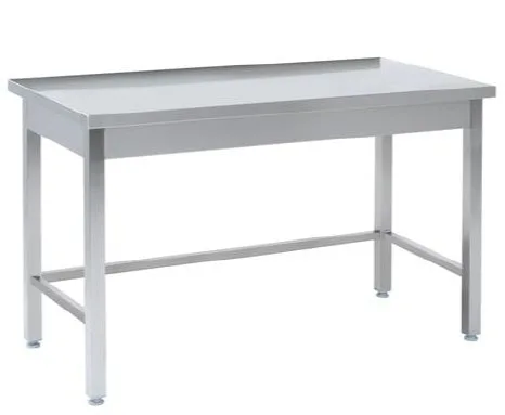 Tysk produceret arbejdsbord i fuldsvejset rustfri stål uden bagkant og hylde 700mm - B 500 x T 700 x H 850 mm