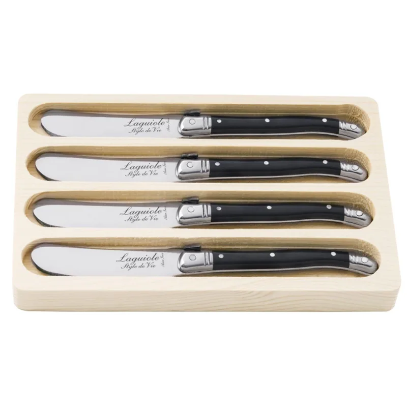 Laguiole style de vie Laguiole Smørkniv 4-pak, sort