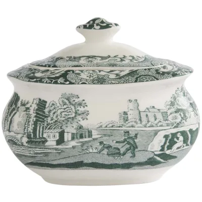 Spode Heritage Green Italian sukkerskål med låg 25 cl, grøn/hvid