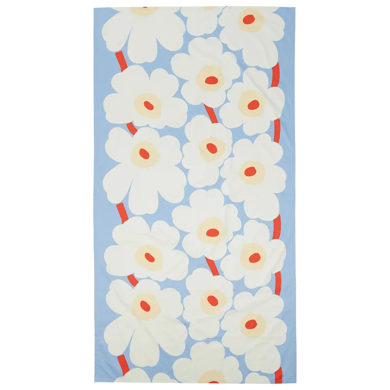 Marimekko Unikko dug 135 × 250 cm, lyseblå/naturhvid