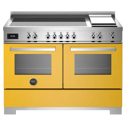 Bertazzoni PRO125I2EGIT2 Professional induktionskomfur 120 cm med 5 zoner, elektrisk stegebord og 2 ovne, gul