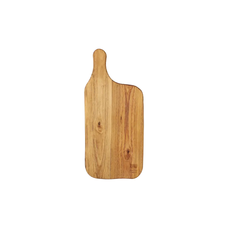 Raw Teak skærebræt med håndtag - 37,5x17 cm
