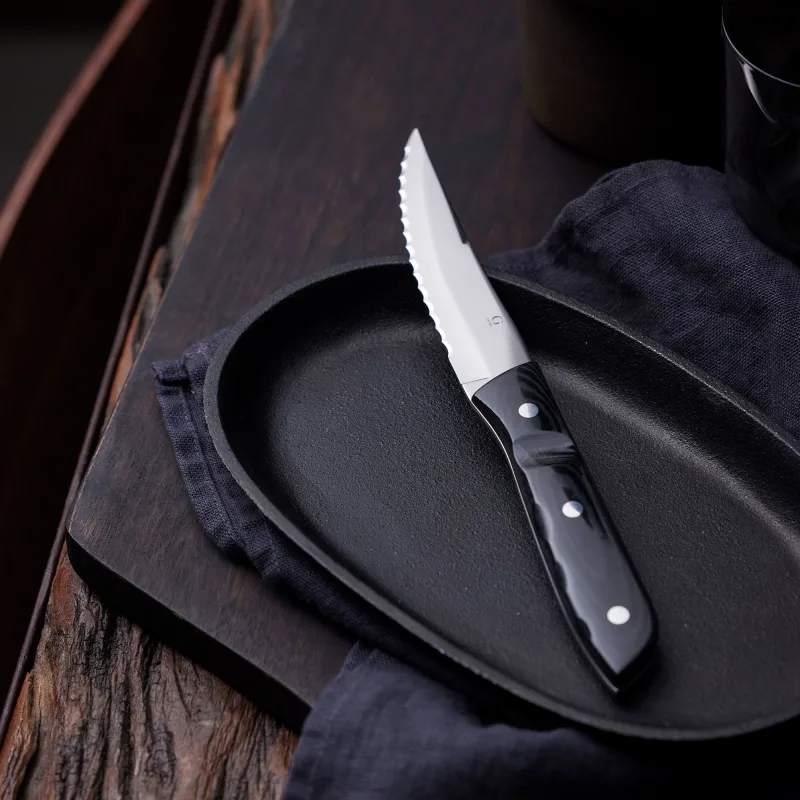 Gense Old Farmer Micarta steakkniv XL 4 dele, sort/stål