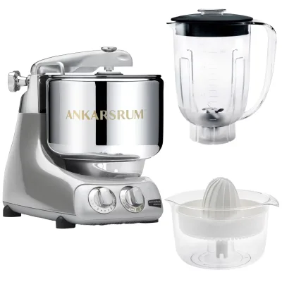 Ankarsrum Assistent AKM6230 + mixerkande og citruspresser, sølv