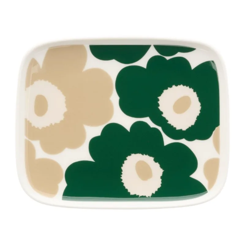 Marimekko Oiva Unikko fad 12 × 15 cm, grøn, beige, sand