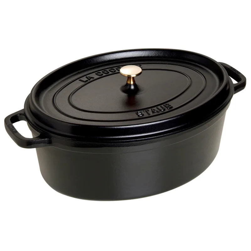 Staub La Cocotte oval støbejernsgryde 8 liter, sort