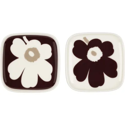 Marimekko Oiva Unikko tallerken, 10x10 cm, 2-pack
