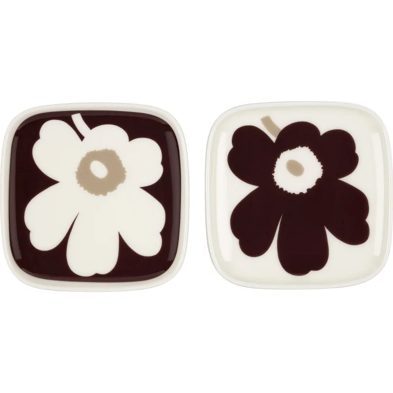 Marimekko Oiva Unikko tallerken, 10x10 cm, 2-pack