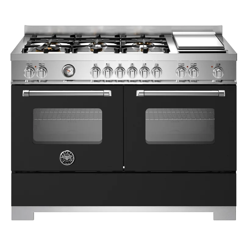 Bertazzoni MAS126G2ENET2 Master gaskomfur 120 cm med 6 brændere, stegebord og 2 ovne, mat sort