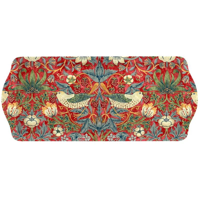 Spode Serveringsbakke 'Strawberry Thief', rød