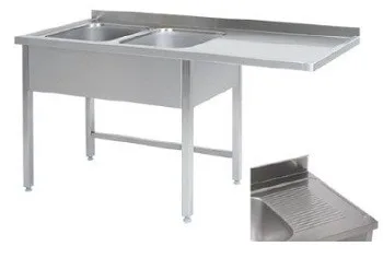 Bord med dobbelt vask og aflæggeplads til højre 700mm - B 1900 x T 700 x H 900 mm