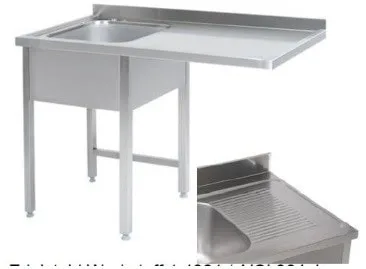 Bord med vask og aflæggeplads til højre 600mm - B 1800 x T 600 x H 900 mm
