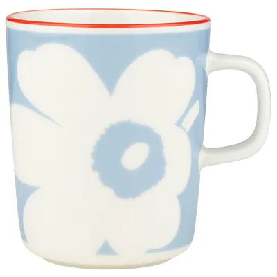 Marimekko Juhla Unikko krus 2,5 dl, hvid/lyseblå/orangerød