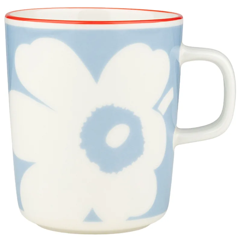 Marimekko Juhla Unikko krus 2,5 dl, hvid/lyseblå/orangerød