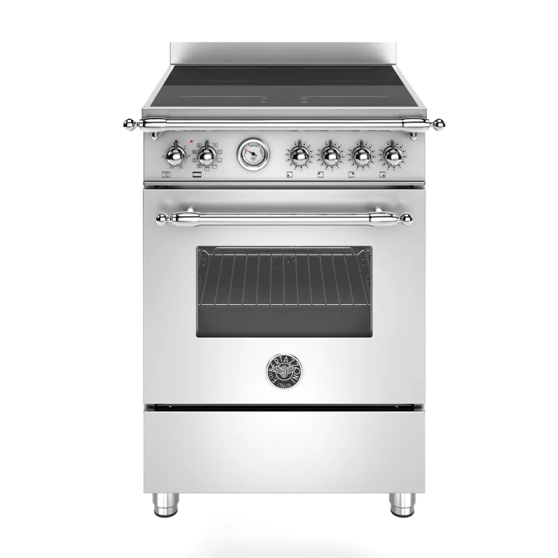 Bertazzoni Heritage HER64I1EXC2 induktionskomfur, 60 cm med 4 zoner og 1 ovn, rustfrit stål